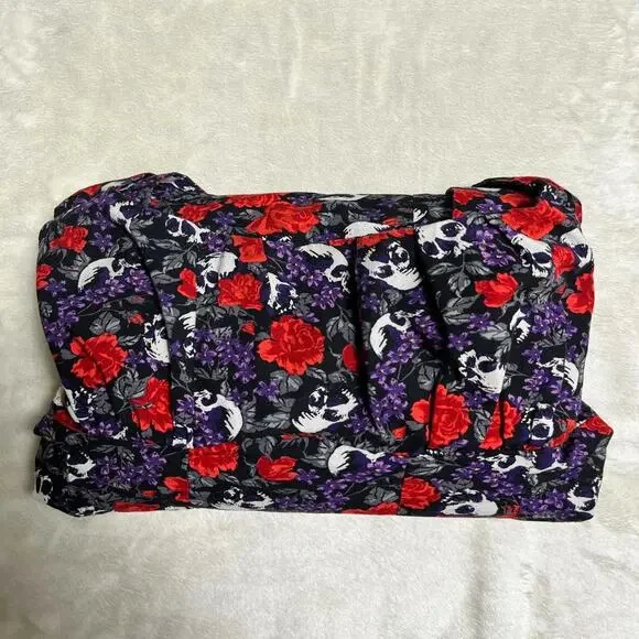 Hot Topic Goth Girl Baby Doll Dress Women's M Skull Flower Stitch Trim Halloween - Picture 9 of 9